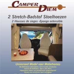 2 Stretch-Badstof stoelhoezen "Cabine-Stretch" kleur Camel